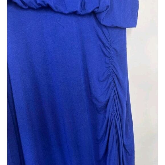 Guess Y2K Blousen Dress Large Maxi High Slit Stretch Jersey Sundress Ruched - Picture 7 of 13